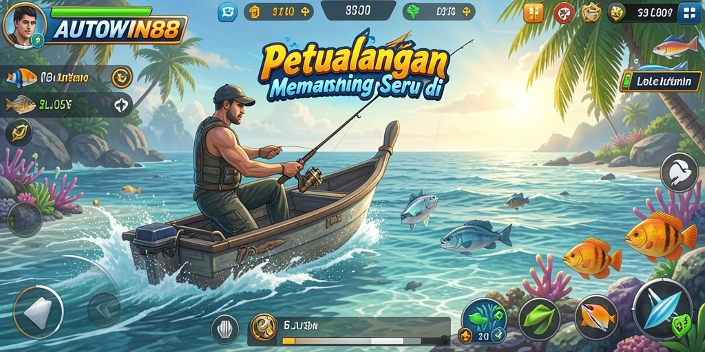 Screenshot AUTOWIN88 menampilkan aksi memancing yang seru dan grafik memukau.