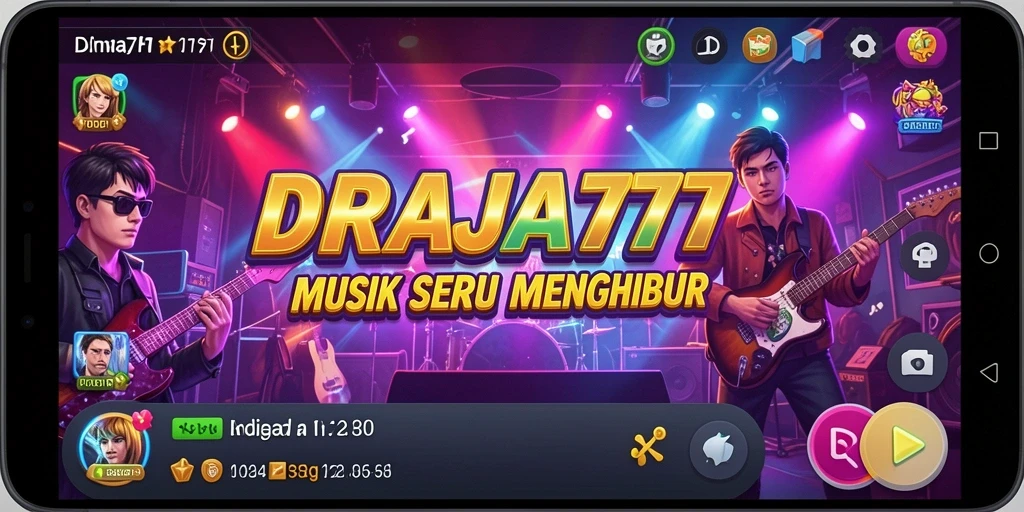 Screenshot gameplay DRAJA777 menunjukkan pengalaman bermain musik yang seru.