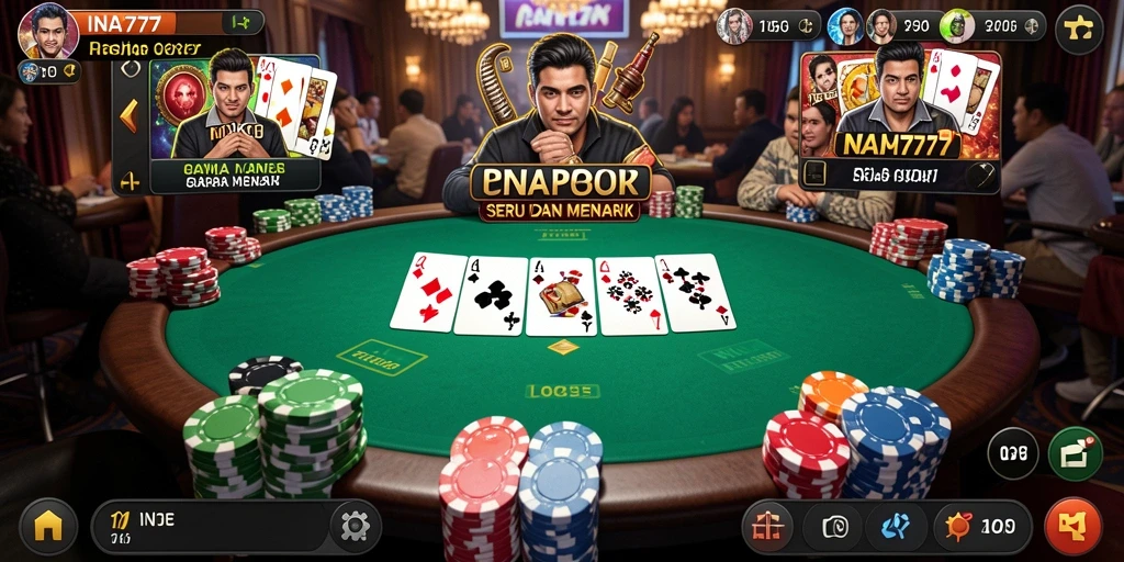 Tampilan utama gameplay poker yang mendebarkan di INA777.