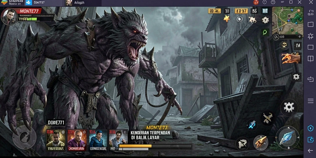 Tangkapan layar gameplay HORROR yang menegangkan di MONTE77.