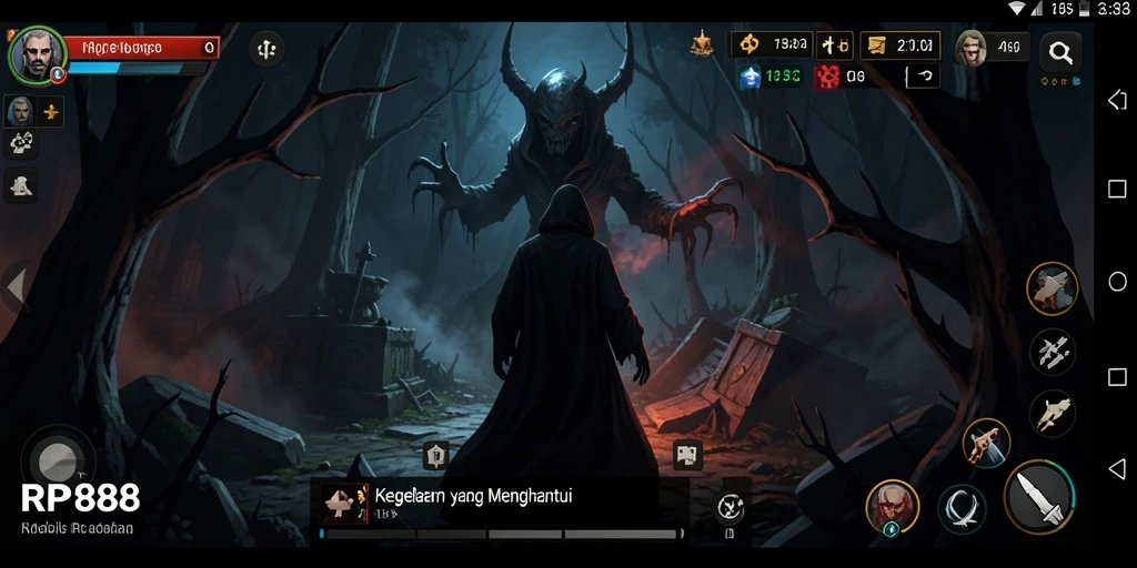 Gameplay seram di dunia gelap dan mencekam.