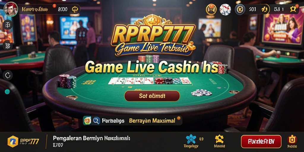 Screenshot gameplay RPRP777 menampilkan dealer langsung yang berinteraksi dengan pemain.
