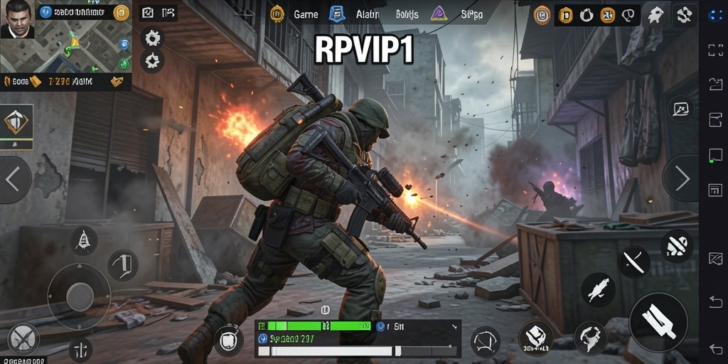 Screenshot gameplay RPVIP1 yang menunjukkan aksi seru dalam pertempuran TPS.