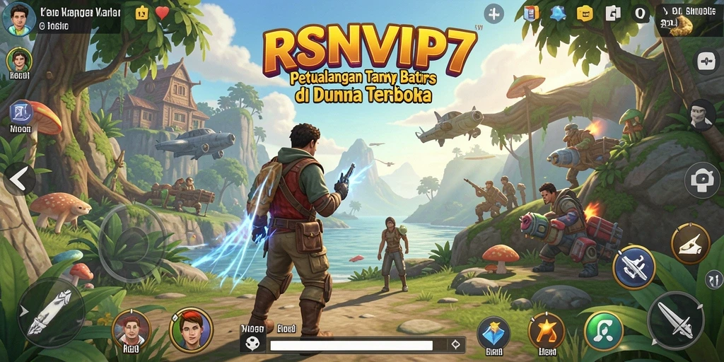 Screenshot utama RSNVIP7 menampilkan aksi gameplay di dunia terbuka yang luas.
