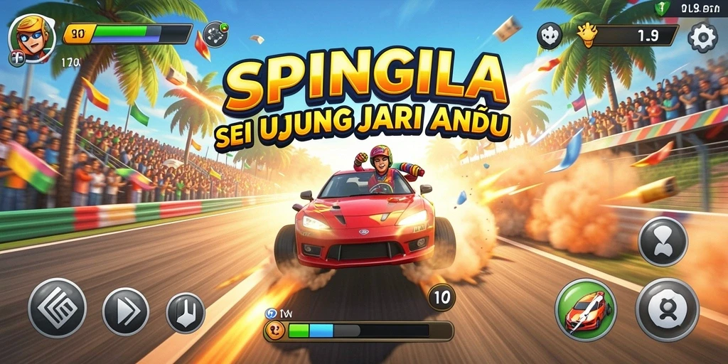 Screenshot menampilkan aksi balapan seru di SPINGILA.