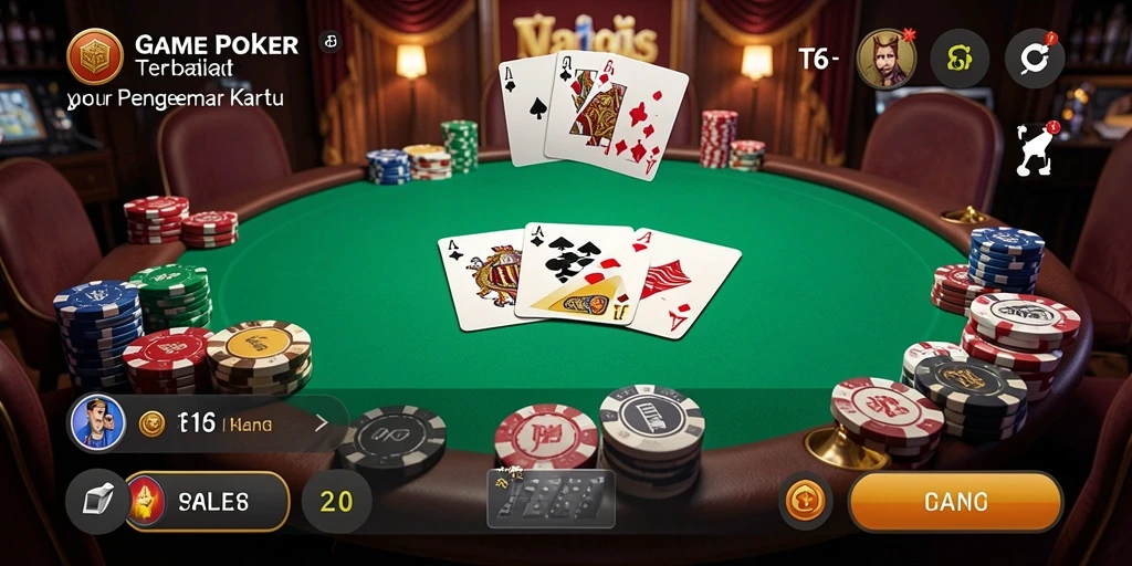 Screenshot permainan T6 menampilkan aksi seru di meja Poker.
